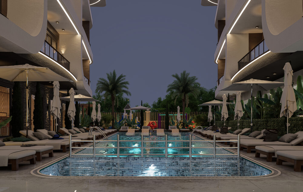 Trendy Cleopatra – illuminated facade at night
